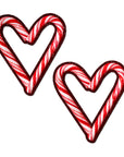 Pastease Peek-A-Boob Candy Cane Heart Pasties Red/White