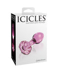 Icicles No. 48 Glass 3.5 in. Anal Plug With Flower Base Pink