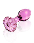 Icicles No. 48 Glass 3.5 in. Anal Plug With Flower Base Pink