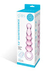 Glas 7.5 in. Quintessence Beaded Anal Slider Glass Dildo with Ring Handle