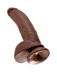 King Cock 9 in. Cock With Balls Realistic Suction Cup Dildo Brown