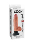 King Cock 7 in. Vibrating Cock With Balls Poseable Suction Cup Dildo Beige