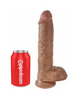 King Cock 10 in. Cock With Balls Realistic Suction Cup Dildo Tan