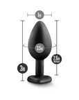 Temptasia Bling Anal Plug with Heart-Shaped Gem Base Small Black