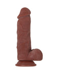 Evolved Real Supple Girthy Poseable 8.5 in. Realistic Dildo With Balls Brown