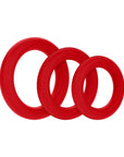 Forto F-61 3-Piece Silicone Cockring Set Red