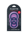 Forto F-61 3-Piece Silicone Cockring Set Blue