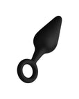 Forto F-10 Silicone Anal Plug with Pull Ring Medium Black