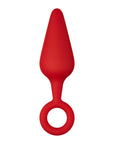 Forto F-10 Silicone Anal Plug with Pull Ring Large Red