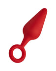 Forto F-10 Silicone Anal Plug with Pull Ring Large Red