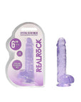 RealRock Crystal Clear Realistic 6 in. Dildo With Balls and Suction Cup Purple