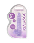 RealRock Crystal Clear Realistic 6 in. Dildo With Balls and Suction Cup Purple