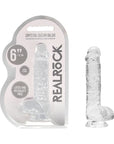RealRock Crystal Clear Realistic 6 in. Dildo With Balls and Suction Cup Clear