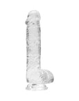 RealRock Crystal Clear Realistic 6 in. Dildo With Balls and Suction Cup Clear