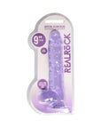 RealRock Crystal Clear Realistic 9 in. Dildo With Balls and Suction Cup Purple