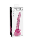 Icicles No. 86 Realistic 7 in. Glass Dildo With Suction Cup Pink