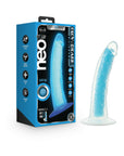 Neo Elite Glow in the Dark Prysm 7 in. Silicone Dual Density Dildo Neon Blue
