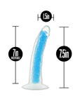 Neo Elite Glow in the Dark Prysm 7 in. Silicone Dual Density Dildo Neon Blue