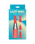 Luv Inc Lv57 Lipstick Vibrator Rechargeable Silicone Discreet Bullet with 3 Attachments Coral