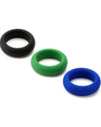 Je Joue Silicone Cock Ring 3-Piece Set Black/Green/Blue