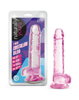 Naturally Yours Crystalline 7 in. Dildo with Balls Rose
