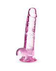 Naturally Yours Crystalline 7 in. Dildo with Balls Rose