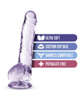 Naturally Yours Crystalline 8 in. Dildo with Balls Amethyst