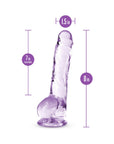 Naturally Yours Crystalline 8 in. Dildo with Balls Amethyst