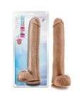 Au Naturel Daddy 14 in. Posable Dual Density Dildo with Balls Tan