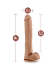 Au Naturel Daddy 14 in. Posable Dual Density Dildo with Balls Tan