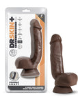 Dr. Skin Plus Thick 8 in. Triple Density Posable Dildo with Balls Brown