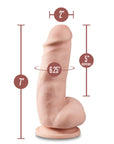 Dr. Skin Plus Girthy 7 in. Triple Density Posable Dildo with Balls Beige