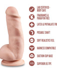 Dr. Skin Plus Girthy 7 in. Triple Density Posable Dildo with Balls Beige