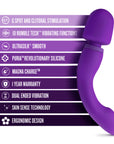 Wellness Dual Sense Rechargeable Silicone Dual Ended G-Spot & Wand Vibrator Purple