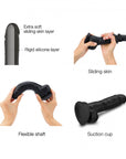 Strap-On-Me Realistic Collection Sliding Skin Dual-Density Silicone Dildo Black M