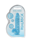 RealRock Crystal Clear Realistic 6 in. Dildo With Balls and Suction Cup Blue