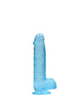 RealRock Crystal Clear Realistic 6 in. Dildo With Balls and Suction Cup Blue