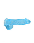 RealRock Crystal Clear Realistic 6 in. Dildo With Balls and Suction Cup Blue