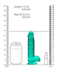 RealRock Crystal Clear Realistic 6 in. Dildo With Balls and Suction Cup Turquoise