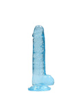 RealRock Crystal Clear Realistic 7 in. Dildo With Balls and Suction Cup Blue