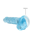 RealRock Crystal Clear Realistic 7 in. Dildo With Balls and Suction Cup Blue
