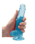 RealRock Crystal Clear Realistic 7 in. Dildo With Balls and Suction Cup Blue