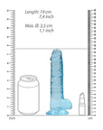 RealRock Crystal Clear Realistic 7 in. Dildo With Balls and Suction Cup Blue