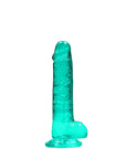 RealRock Crystal Clear Realistic 7 in. Dildo With Balls and Suction Cup Turquoise