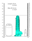 RealRock Crystal Clear Realistic 7 in. Dildo With Balls and Suction Cup Turquoise