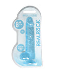 RealRock Crystal Clear Realistic 8 in. Dildo With Balls and Suction Cup Blue