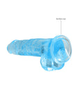RealRock Crystal Clear Realistic 8 in. Dildo With Balls and Suction Cup Blue