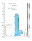 RealRock Crystal Clear Realistic 8 in. Dildo With Balls and Suction Cup Blue