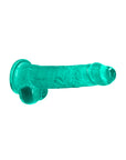 RealRock Crystal Clear Realistic 8 in. Dildo With Balls and Suction Cup Turquoise