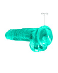 RealRock Crystal Clear Realistic 8 in. Dildo With Balls and Suction Cup Turquoise